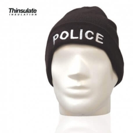 Bonnet POLICE noir maille thinsulate