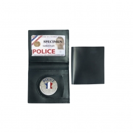 PORTE-CARTES CUIR FORMAT CB + BILLET AVEC INSIGNE POLICE