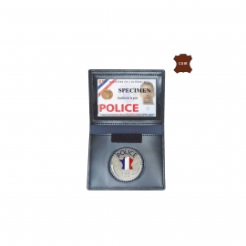 PORTE-CARTES CUIR FORMAT CB AVEC INSIGNE POLICE