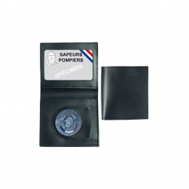 PORTE-CARTES CUIR FORMAT CB + BILLET AVEC INSIGNE SAPEUR POMPIER